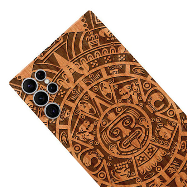 Mayan Calendar Aztec Wood Case Samsung S23 Ultra