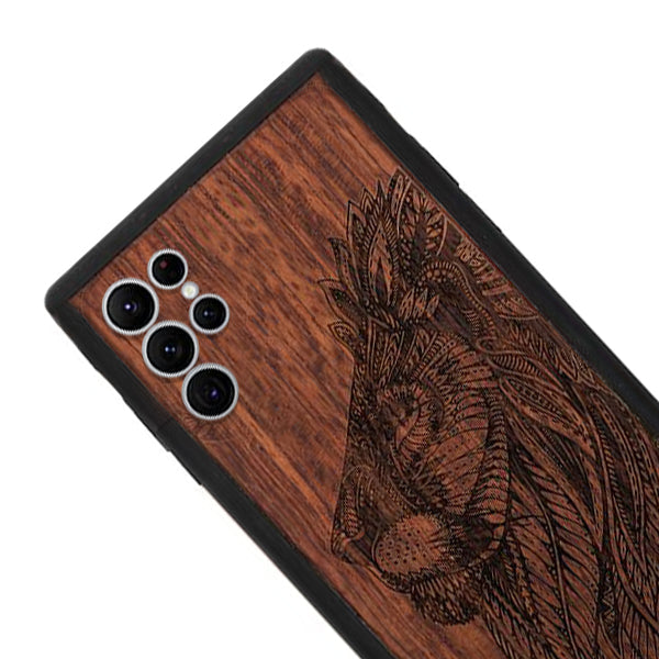 Lion Real Wood Case Samsung S23 Ultra