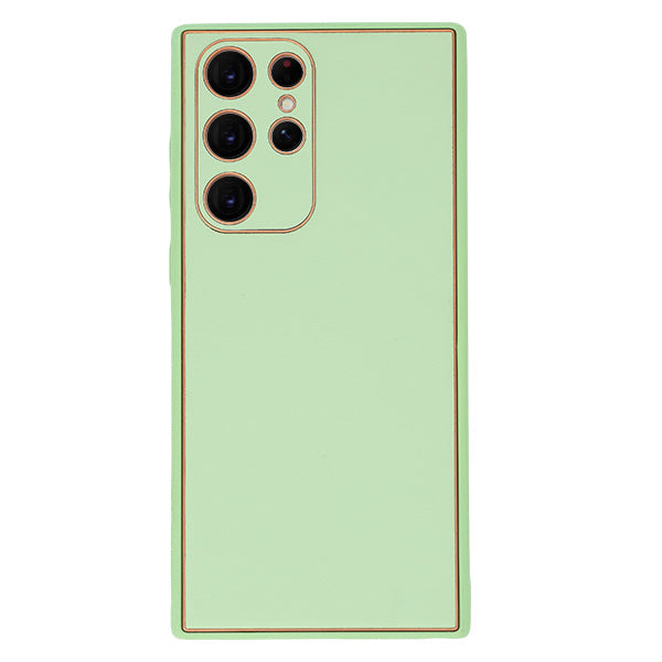 Leather Style Mint Green Gold Case Samsung S23 Ultra