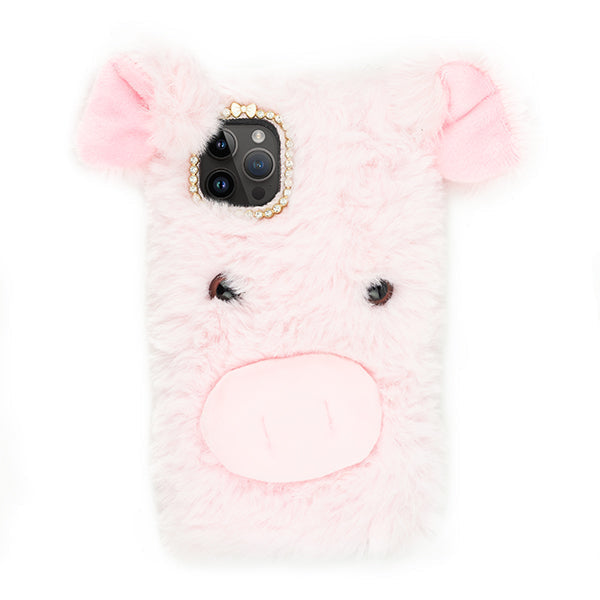 Pink Pig Fur Case Iphone 15 Pro