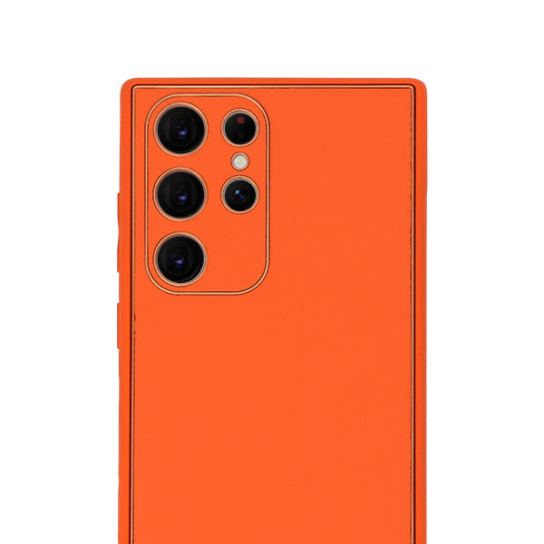 Leather Style Orange Gold Case Samsung S23 Ultra