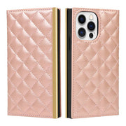 Quilted Crossbody Wallet Purse Rose Gold for Iphone 15 Pro Max