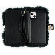Fur Grey Detachable Wallet IPhone 15 Plus