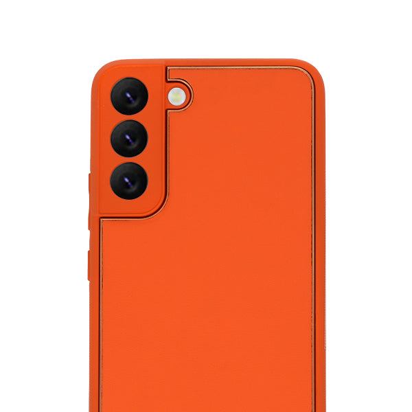 Leather Style Orange Gold Case Samsung S23