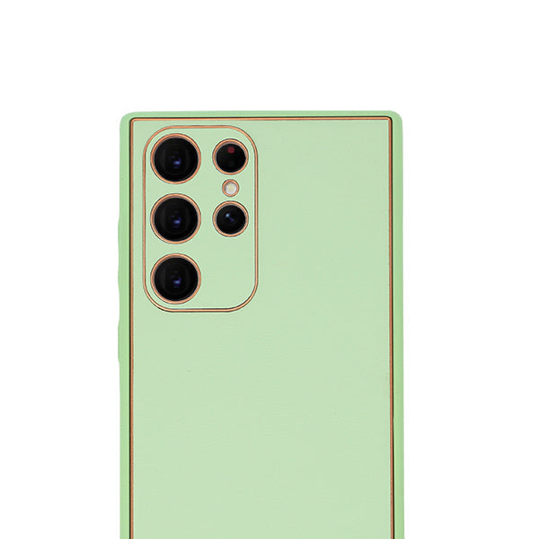 Leather Style Mint Green Gold Case Samsung S23 Ultra