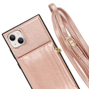 Crossbody Card Holder Rose Gold Case IPhone 15 Plus