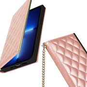 Quilted Crossbody Wallet Purse Rose Gold for Iphone 15 Pro Max