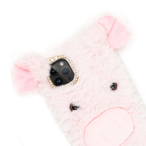 Pink Pig Fur Case Iphone 15 Pro Max