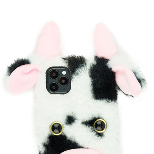 Cow Black White Fur Case  Iphone 15