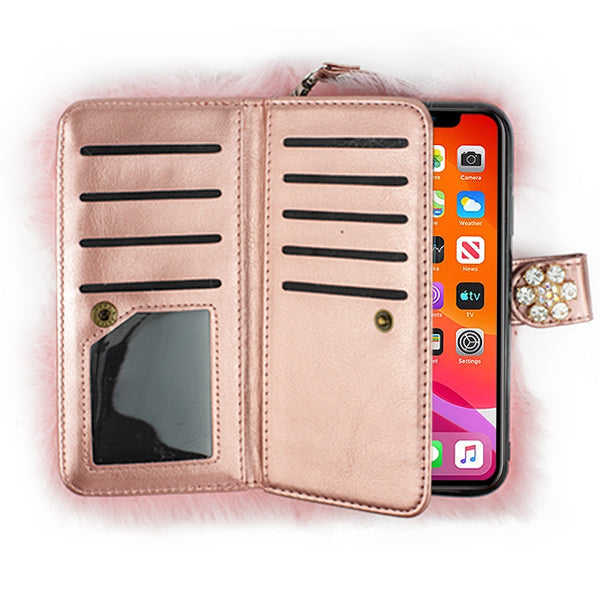 Fur Wallet Detachable Light Pink IPhone 15 Pro Max