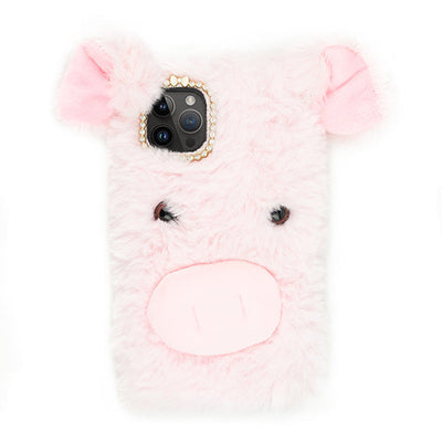 Pink Pig Fur Case Iphone 14 Pro Max