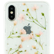 Real Flowers Pink Green Leaves Iphone 10/X/XS - Bling Cases.com