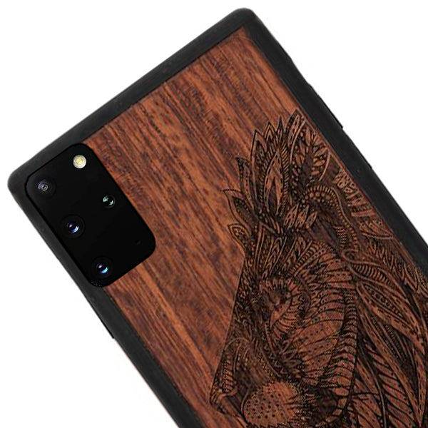 Lion Real Wood Case Samsung S20 Plus