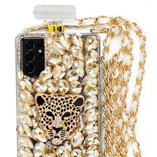 Handmade Gold Cheetah Bling Bottle Samsung S21 Ultra