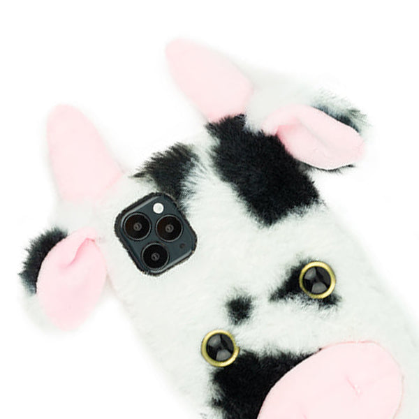 Cow Black White Fur Case  Iphone 15 Plus