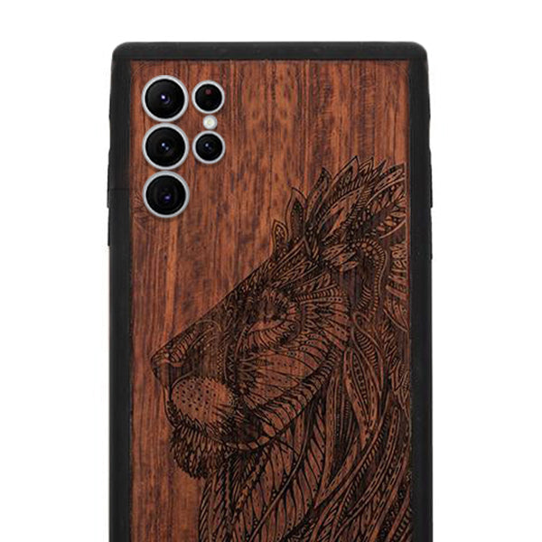 Lion Real Wood Case Samsung S23 Ultra