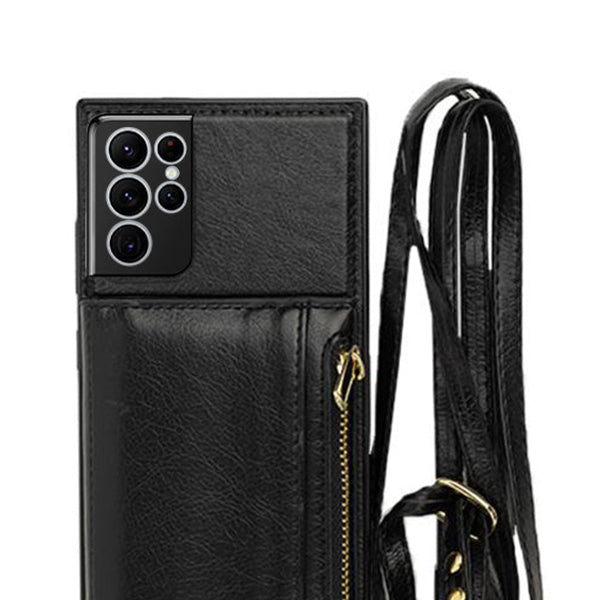 Crossbody Card Case Wallet Black Samsung S24 Ultra