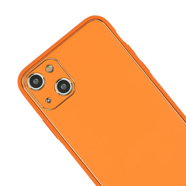 Leather Style Orange Gold Case Iphone 15 Plus