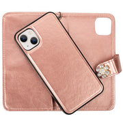 Handmade Detachable Bling Fox Rose Gold Wallet IPhone 15 Plus