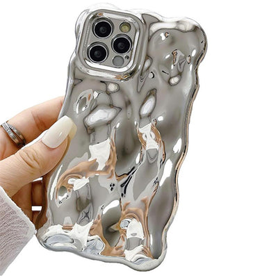 Shinny Waves Silver Chrome Case Iphone 16 Pro