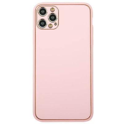 Leather Style Light Pink Gold Case IPhone 16 Pro