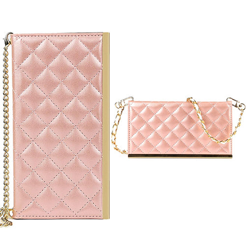 Quilted Crossbody Wallet Purse Rose Gold for Iphone 14