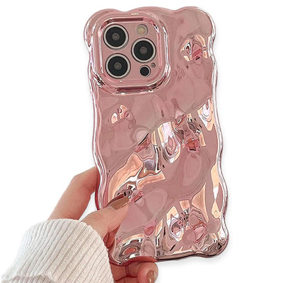 Shinny Waves Rose Gold Chrome Case Iphone 13 Pro Max