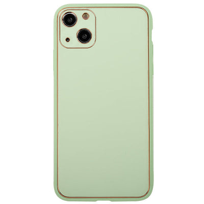 Leather Style Mint Green Gold Case IPhone 15