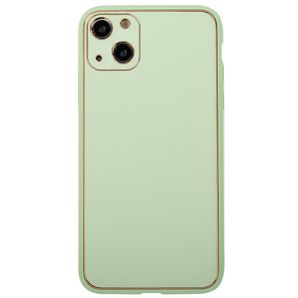 Leather Style Mint Green Gold Case IPhone 16