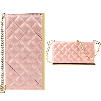 Quilted Crossbody Wallet Purse Rose Gold for Iphone 13