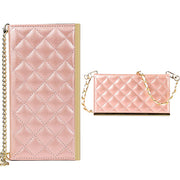 Quilted Crossbody Wallet Purse Rose Gold for Iphone 15