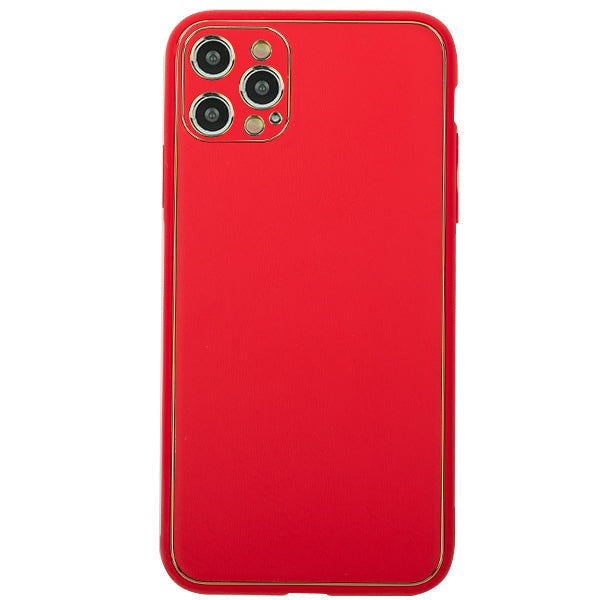 Leather Style Red Gold Case IPhone 15 Pro