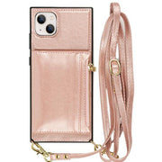 Crossbody Card Holder Rose Gold Case IPhone 15 Plus