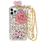 Handmade Bling Pink Flower Bottle Case IPhone 15 Pro