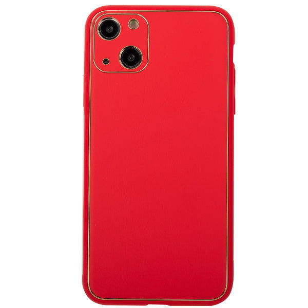 Leather Style Red Gold Case IPhone 15