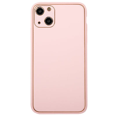 Leather Style Light Pink Gold Case IPhone 16