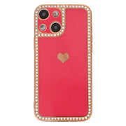 Bling Border Heart Tpu Skin Hot Pink Case Iphone 15