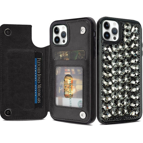 Bling Card Case Black Iphone 15 Pro Max