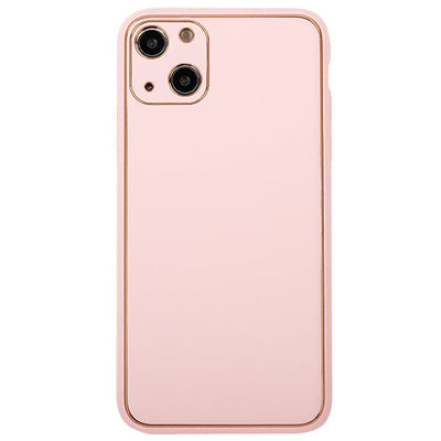 Leather Style Light Pink Gold Case IPhone 15 Plus