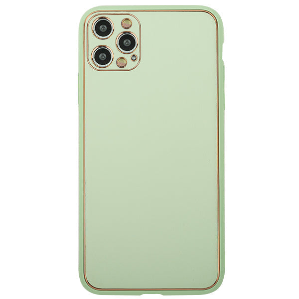 Leather Style Mint Green Gold Case IPhone 15 Pro