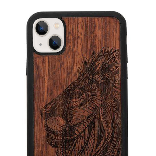 Real Wood Lion Iphone 15 Plus
