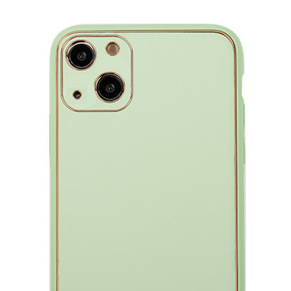 Leather Style Mint Green Gold Case IPhone 15
