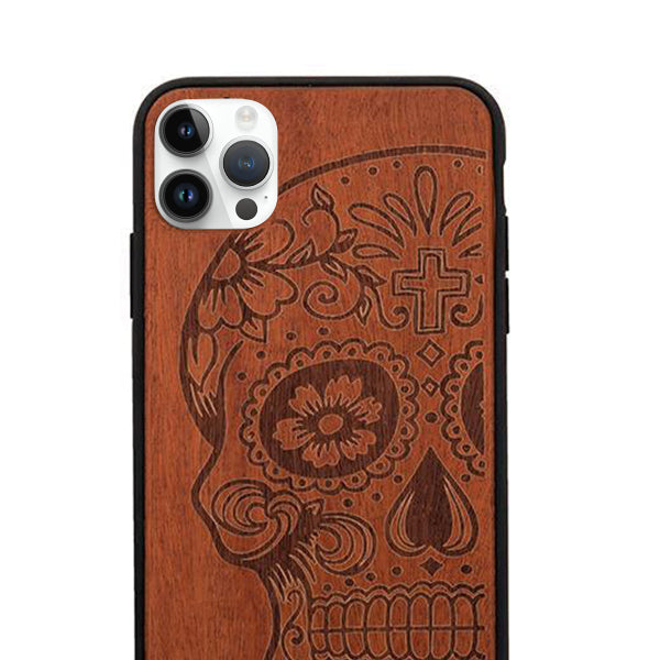 Skull Real Wood Iphone 15 Pro Max