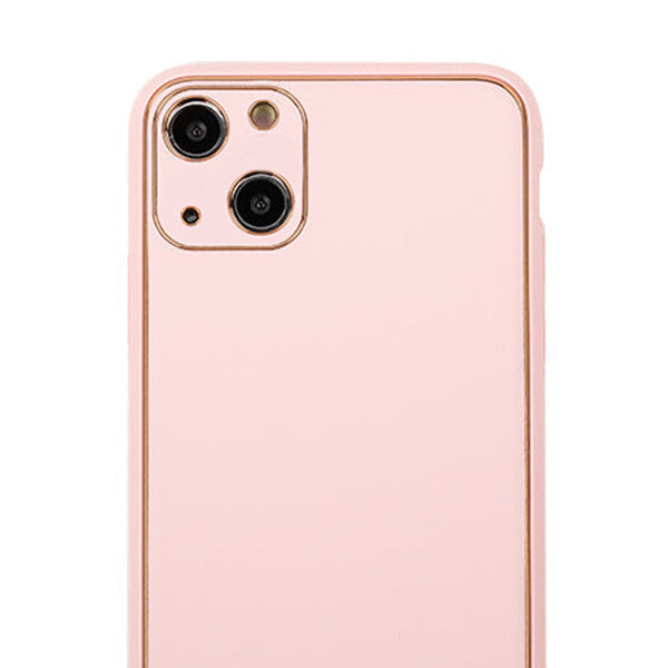 Leather Style Light Pink Gold Case IPhone 16