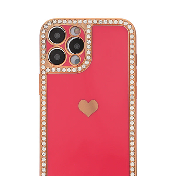 Bling Border Heart Tpu Skin Hot Pink Case Iphone 15
