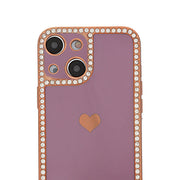 Bling Border Heart Tpu Skin Purple Case Iphone 15 Plus
