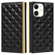 Quilted Crossbody Wallet Purse Black for Iphone 13