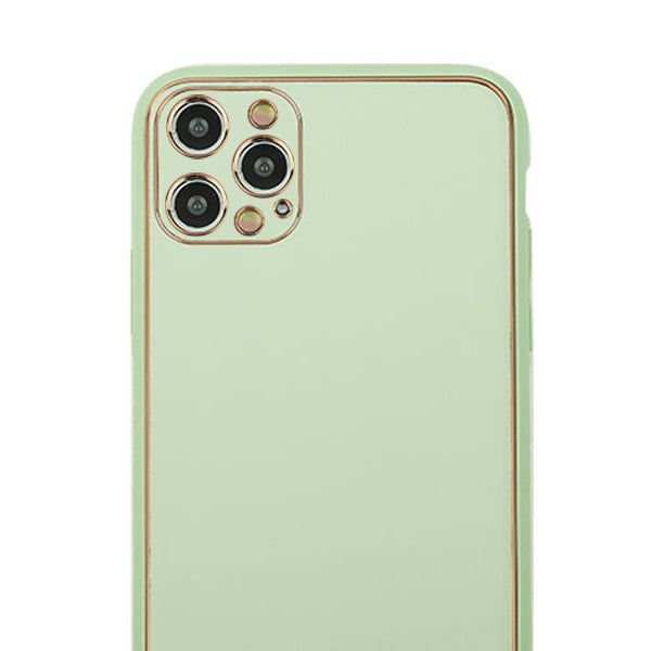 Leather Style Mint Green Gold Case IPhone 15 Pro