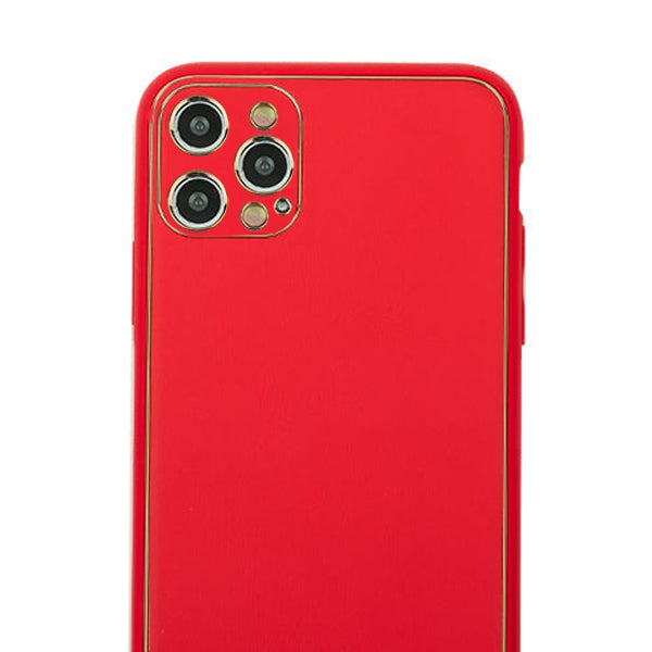 Leather Style Red Gold Case IPhone 15 Pro