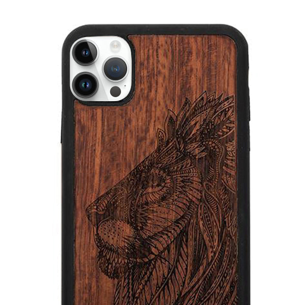 Real Wood Lion Iphone 15 Pro